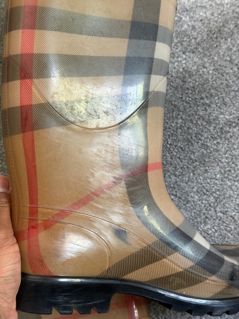 Burberry Rain Boots Waterproof Rubber Nova Check Size 38 - Picture 9 of 11